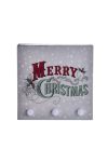 Kép felirattal led világitással fa-papír 20x20cm karácsonyi dekoráció - DD48309