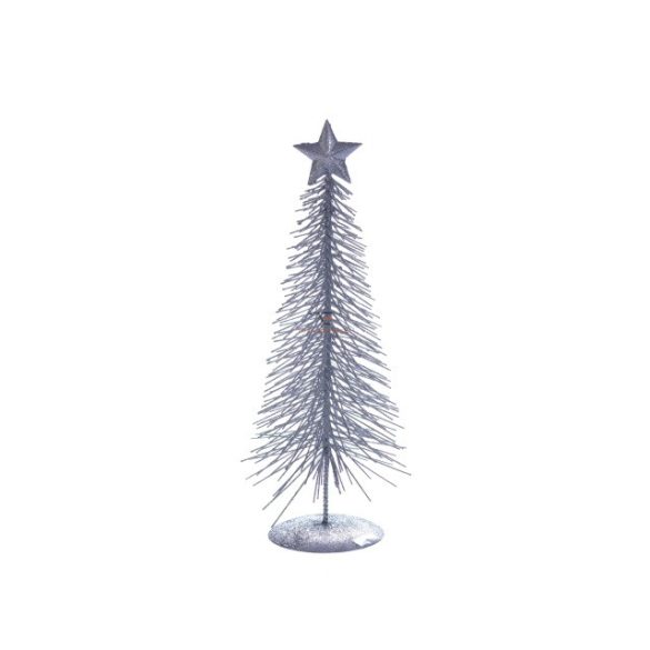 Fenyőfa fém 25cm ezüst karácsonyi asztaldísz