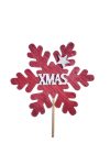 Betűző hópihe fa 20cm piros-fehér karácsonyi dekorációs kellék