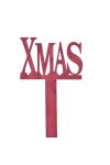 Betűző felirattal fa 20x8cm piros  karácsonyi dekorációs kellék