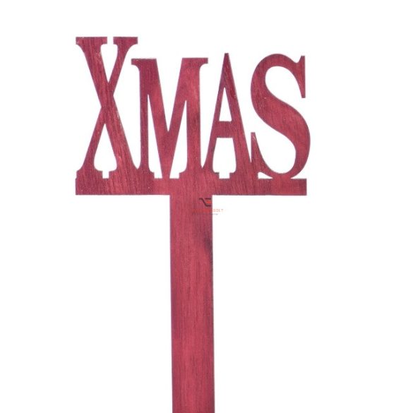 Betűző felirattal fa 20x8cm piros  karácsonyi dekorációs kellék