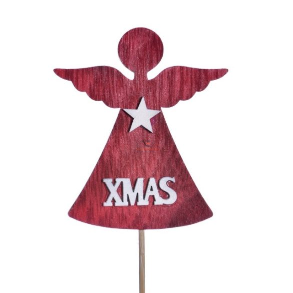 Betűző felirattal fa 22cm piros  karácsonyi dekorációs kellék