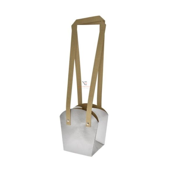 Tasak cserepes virághoz füllel 16.5*11.5*18.5cm ezüst
