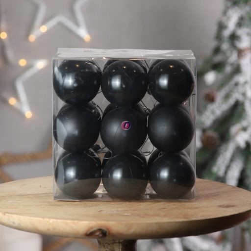 Gömb műanyag 5cm fekete 3 féle 18db-os kiszerelés