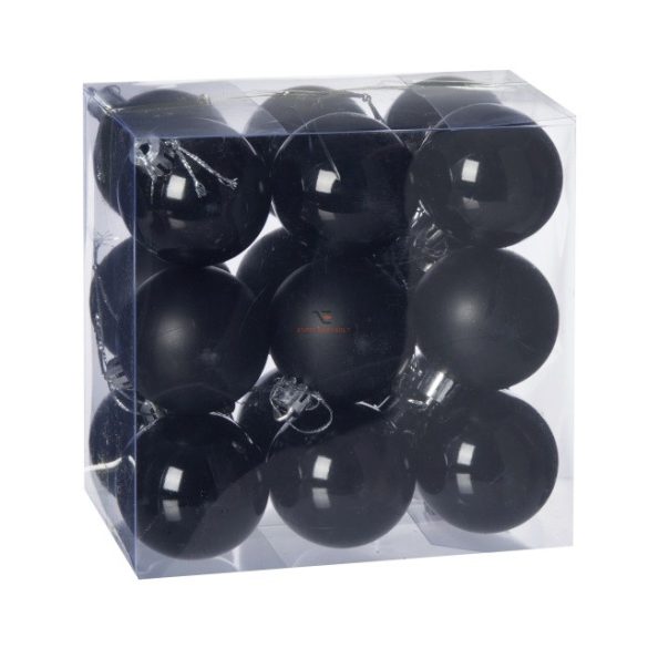 Gömb műanyag 5cm fekete 3 féle 18db-os kiszerelés