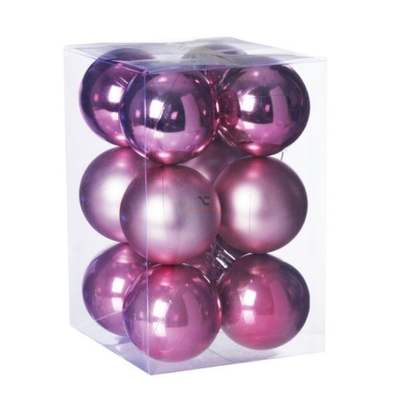 Gömb műanyag 6cm pink 3 féle 12db-os kiszerelés
