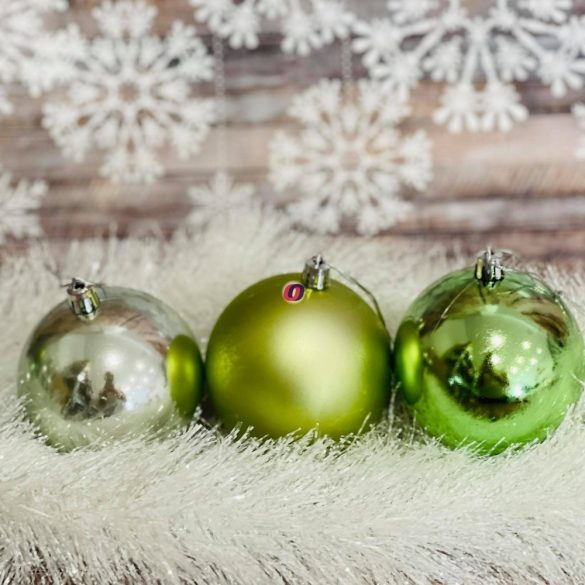 Gömbdísz , dobozban műanyag 8cm türkiz zöld 3 féle 9 db-os Karácsonyfa gömb