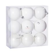 Gömb műanyag 8cm fehér 3 féle 9db-os szett
