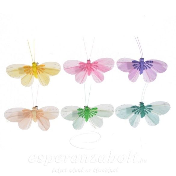 Pillangó csipeszes színes 9,5cm 6db/szett - DD52508
