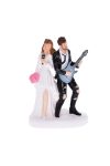 Esküvői figura - gitárral, mikrofonnal poly 8,2x4,7x12,3cm fekete, fehér