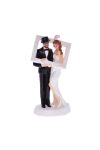 Esküvői figura - képkerettel poly 6x3,7x11,2cm fekete, fehér