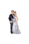 Esküvői figura - ezüstlakodalom poly 6x3x11cm fekete, ezüst