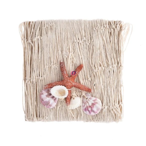 Halászháló csillaggal, kagylóval textil 150x150cm natúr