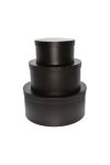 Kalapdoboz kerek papír 25x11cm, 20x10cm, 15x8cm fekete 3 db-os szett