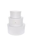 Kalapdoboz kerek papír 25x11cm, 20x10cm, 15x8cm fehér 3 db-os szett