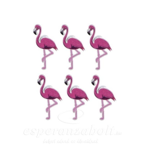 Flamingó öntapadós poly 2x3,5cm rózsaszín Szett/6
