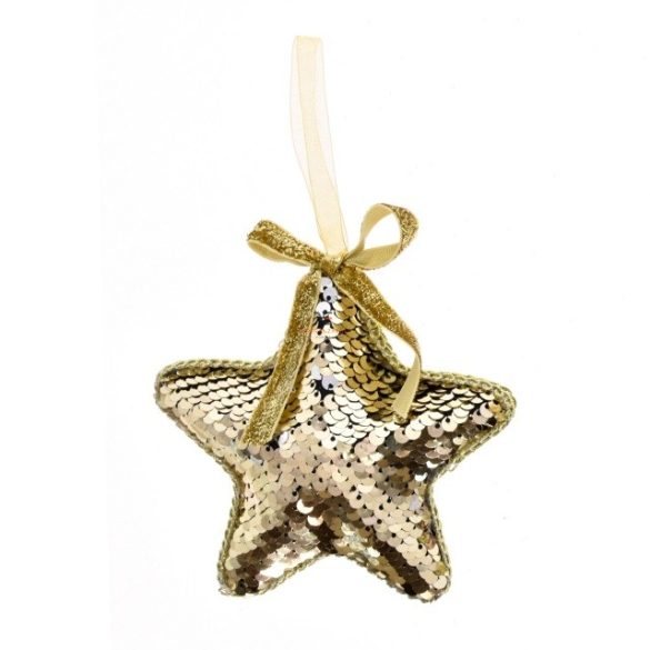 Csillag flitteres akasztós hungarocell 12 cm arany Flitteres karácsonyfadísz