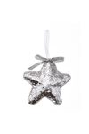 Csillag flitteres akasztós hungarocell 12 cm ezüst Flitteres karácsonyfadísz