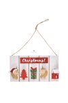 Karácsonyi tábla csipesszel, akasztós fa 32x22.5x12cm natúr,piros karácsonyi ajtódísz - DD53658