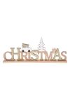 Karácsonyi felirat álló fa 30x4.5x12cm natúr,arany glitteres karácsonyi álló dísz