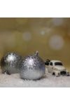Gömbdísz jeges hatású, műanyag 8cm világoslila,ezüst 6 db-os Karácsonyfa gömb