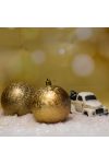 Gömbdísz jeges hatású, műanyag 8cm arany 6 db-os Karácsonyfa gömb