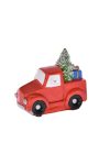 Teherautó fenyővel, ajándékkal poly 6x5 cm piros karácsonyi autó