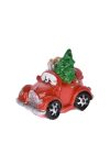 Cabrió fenyővel, ajándékkal poly 6x5,5 cm piros karácsonyi autó