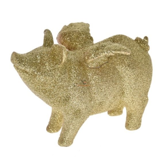 Malac szárnnyal, glitteres poly 7x6 cm arany karácsonyi figura