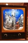 TV világító, havazó, zenélő fa 37x21x59cm mahagóni karácsonyi LED figura