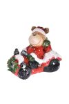 Rénszarvas autóban poly 13,5x8,5x11 cm piros, fehér karácsonyi LED figura