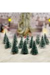 Fenyőfa havas műanyag 7cm zöld 12 db-os karácsonyi falu kellék