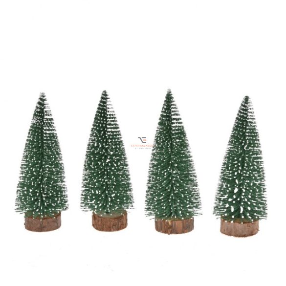 Fenyőfa havas műanyag 10cm zöld 4 db-os karácsonyi falu kellék