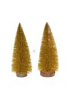 Fenyőfa glitteres műanyag 15cm arany 2 db-os karácsonyi falu kellék