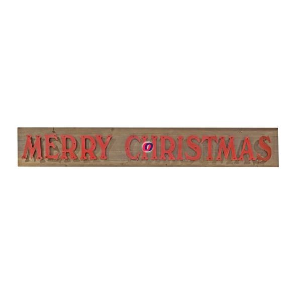 Tábla "Merry Christmas" fa 120x19x3cm piros,natúr karácsonyi álló dísz