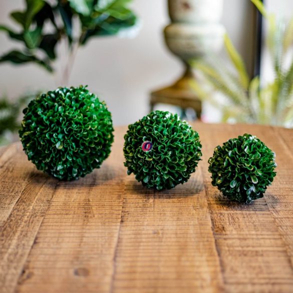 Selyemvirág Buxus gömb műanyag 13 cm zöld őszi dísz