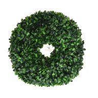 Selyemvirág buxus koszorú műanyag 40cm zöld őszi dísz