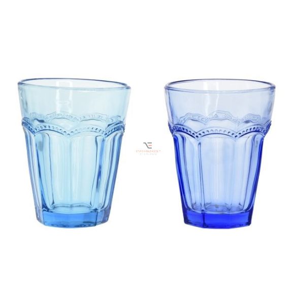 Üveg pohár színes  8,5x5x11cm kék, türkisz,