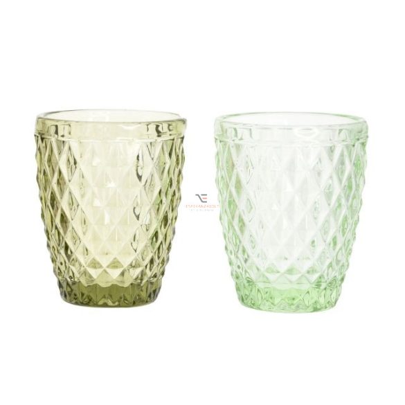 Üveg pohár,vizes 8x5x10cm zöld,v.zöld