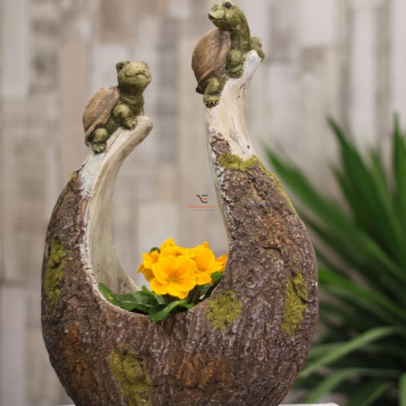 Kerti figura teknősbékák kaspóval poly 29X21X45 zöld