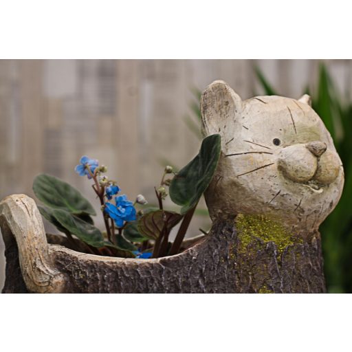 Kerti figura Cica kaspóval poly 29,5X22X27 zöld