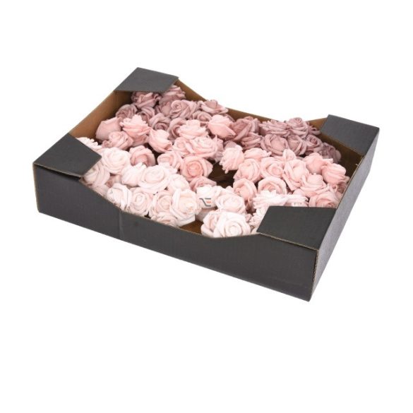 Rózsafej polyfoam 2,5x2,5 rózsaszín mix 120  db-os szett