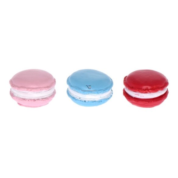Macaron nagy poly 1,9x2,9x3,8cm kék,pink,rózsaszín 3 db-os szett