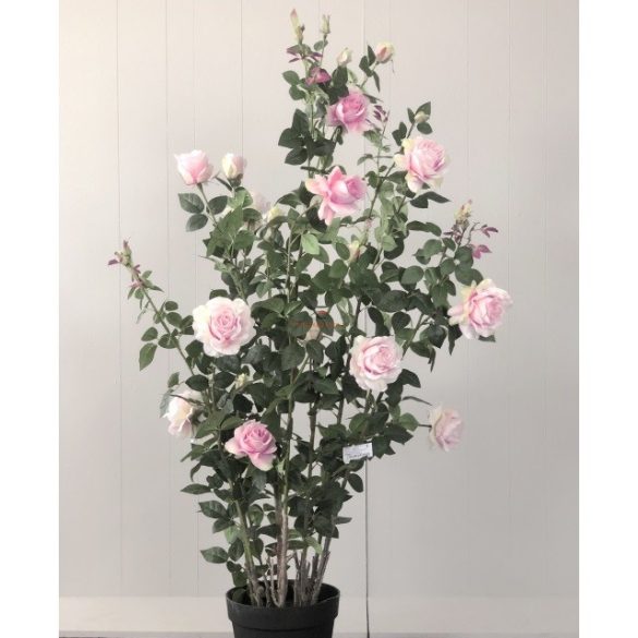 Selyemvirág rózsabokor műanyag kaspóban műanyag 167cm rózsaszín