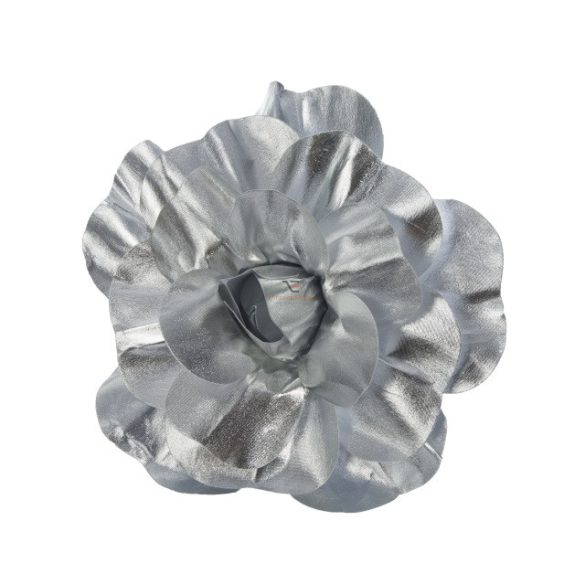 Selyemvirág rózsa textil 30 cm ezüst
