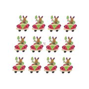   Szarvas autóban fa 4,5x4cm zöld,piros,fehér 12db/cs dekorációs kiegészítő
