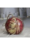 Vintage Karácsonyfa Gömb angyallal glitteres 10 cm piros