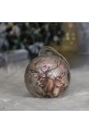 Karácsonyfa Gömb szarvassal glitteres papír 10 cm barna - DD56462