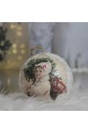 Karácsonyfa Gömb kislánnyal glitteres papír 10 cm fehér
