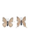 Pillangó csipesszel glitteres papír 5,5 cm barna 8  db-os szett